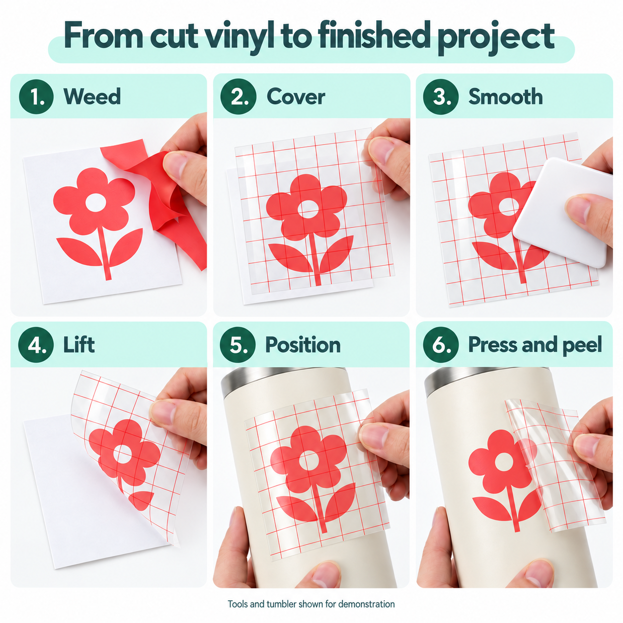 Clear Red Grid Vinyl Transfer Tape – 30 cm Wide — photo 6