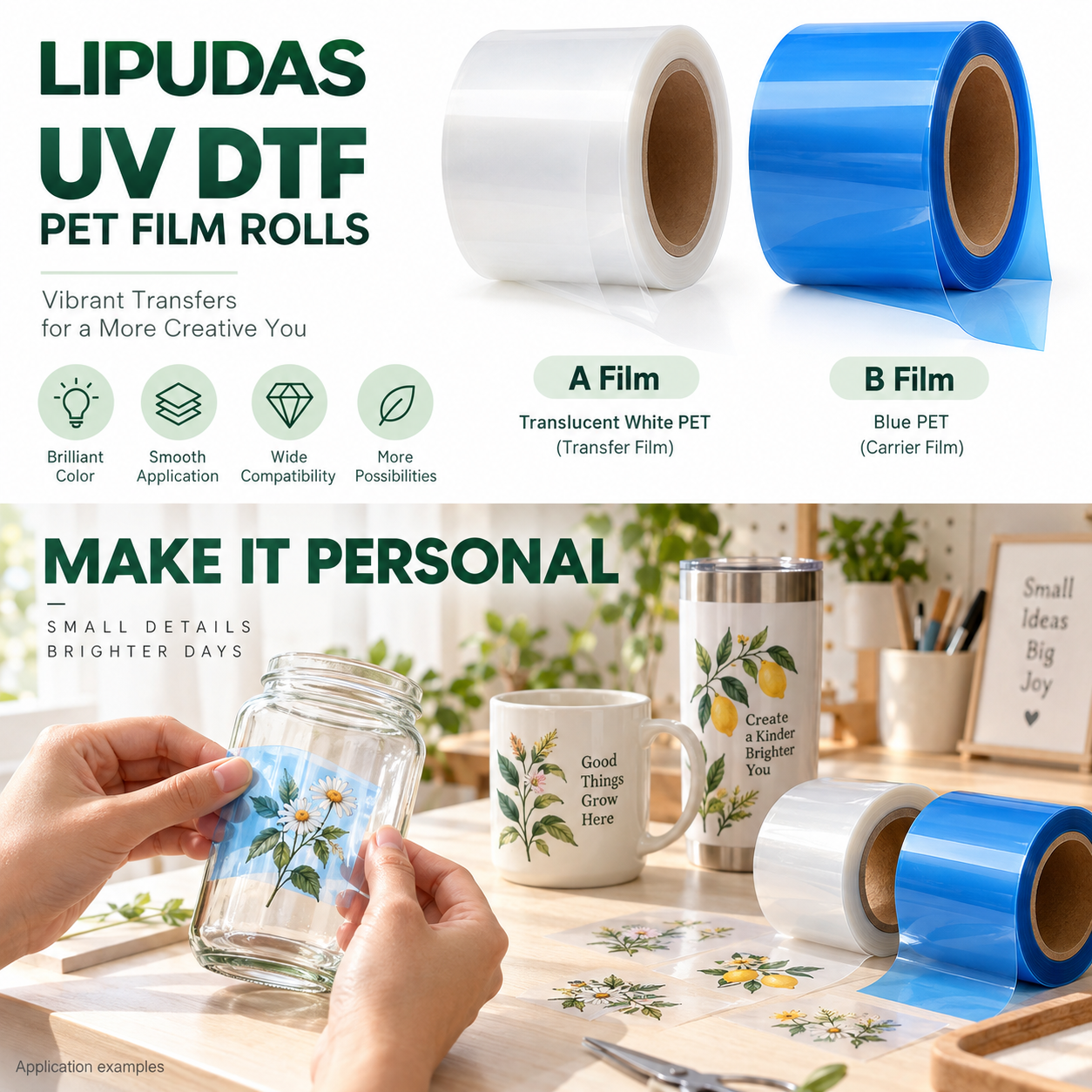 UV DTF PET A+B Film Roll Set – 31 cm Wide, 50 m / 100 m — photo 5