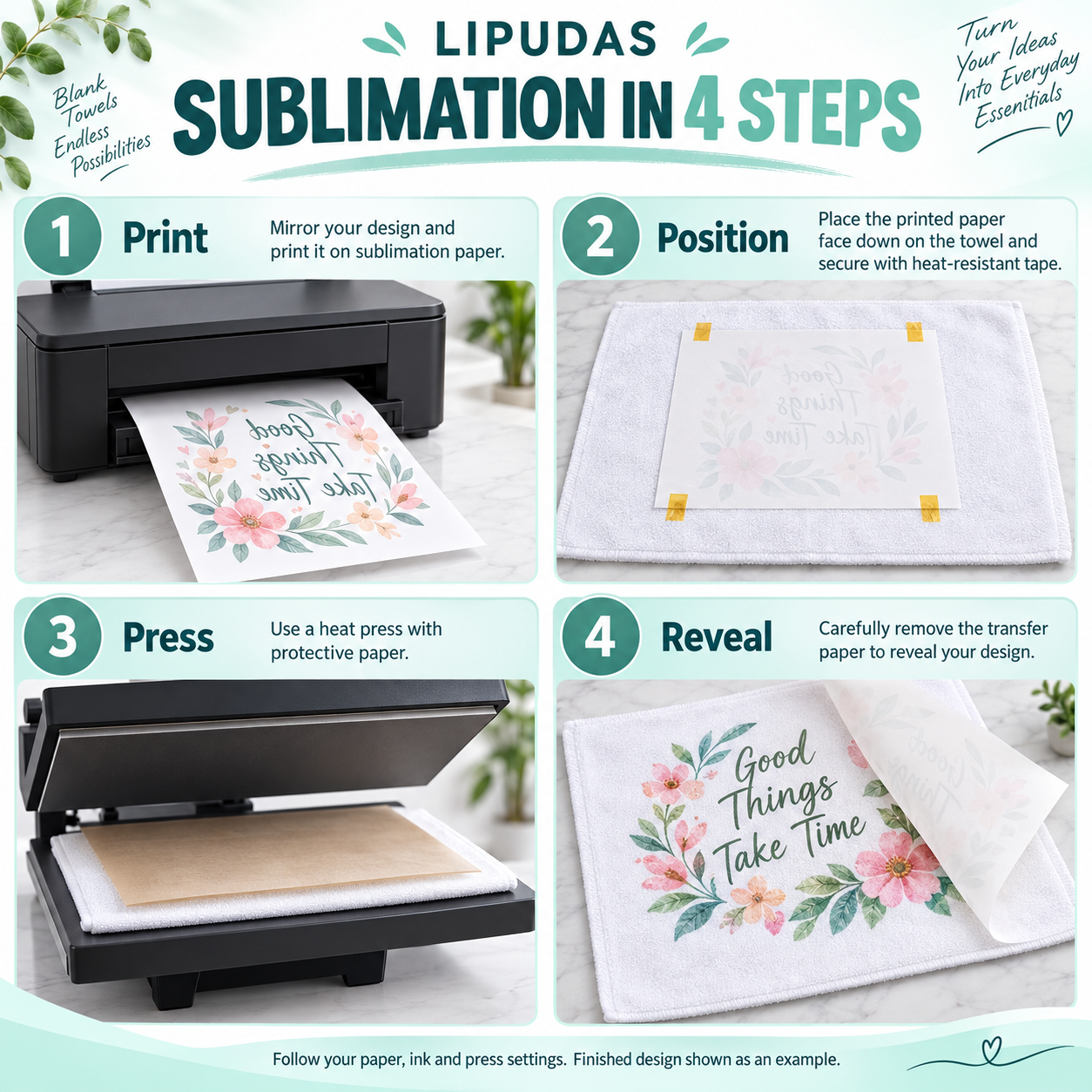 White Blank Sublimation Towel - 5 Sizes, 1 Piece — photo 4