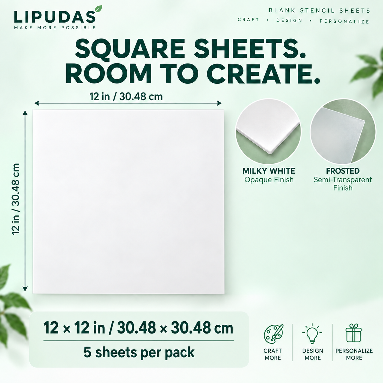 Blank PET Mylar Stencil Sheets – 12 × 12 in / 30.48 × 30.48 cm, 5 Pack — photo 3