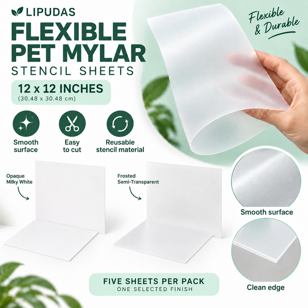 Blank PET Mylar Stencil Sheets – 12 × 12 in / 30.48 × 30.48 cm, 5 Pack — photo 4