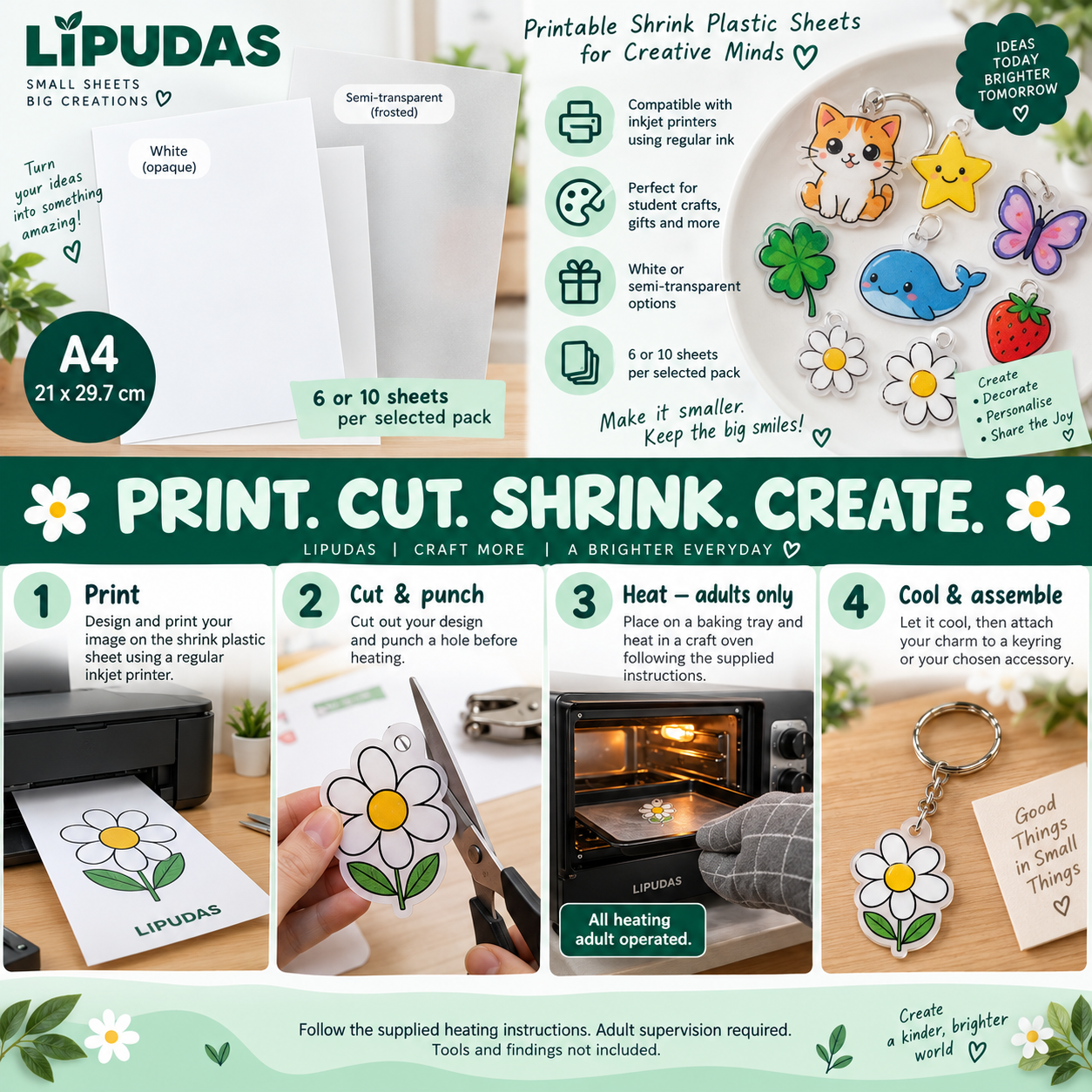 Inkjet Printable Shrink Plastic Sheets – A4, White / Semi-transparent, 6 or 10 Sheets — photo 5