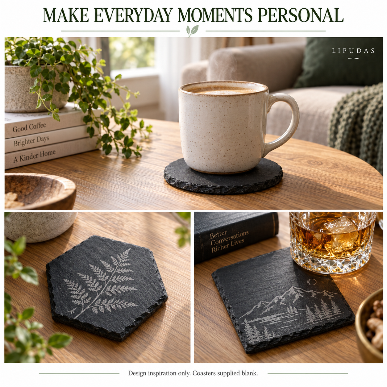 Blank Black Slate Coasters – 4 in / 10.16 cm, Round / Square / Hexagon — photo 5
