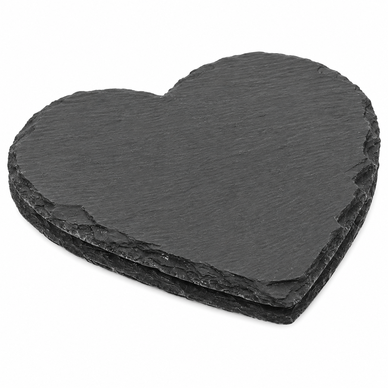Blank Heart-Shaped Black Slate Coasters – 4 in / 10.16 cm