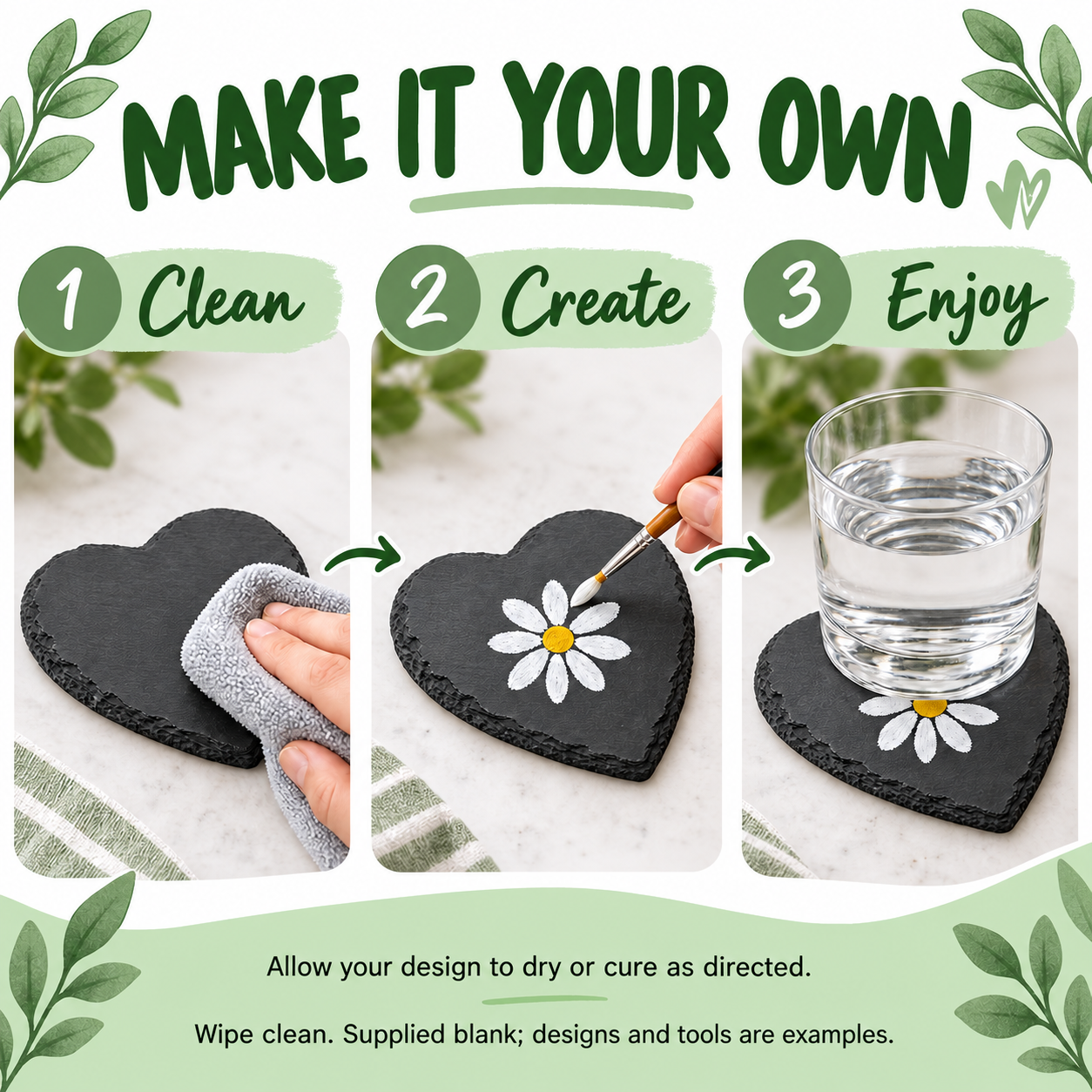 Blank Heart-Shaped Black Slate Coasters – 4 in / 10.16 cm — photo 6