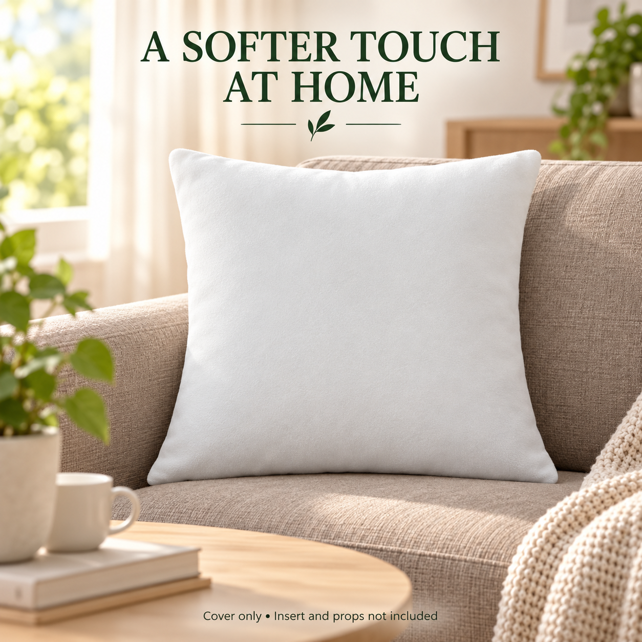 White Short-Plush Pillow Covers – 40 × 40 cm / 45 × 45 cm, Hidden Zipper — photo 5