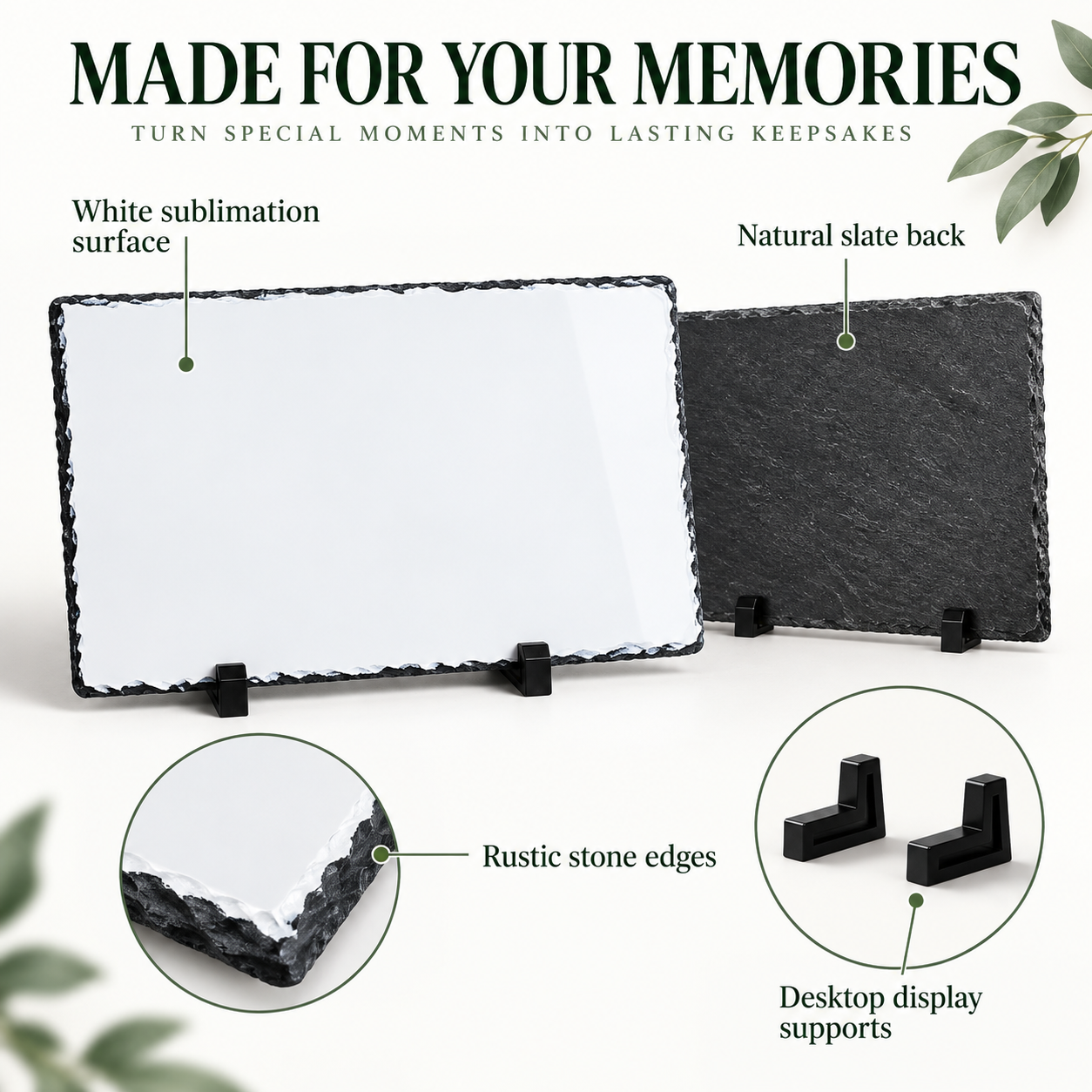 Blank Rectangular Sublimation Photo Slate with Display Stands – 4 Sizes — photo 3