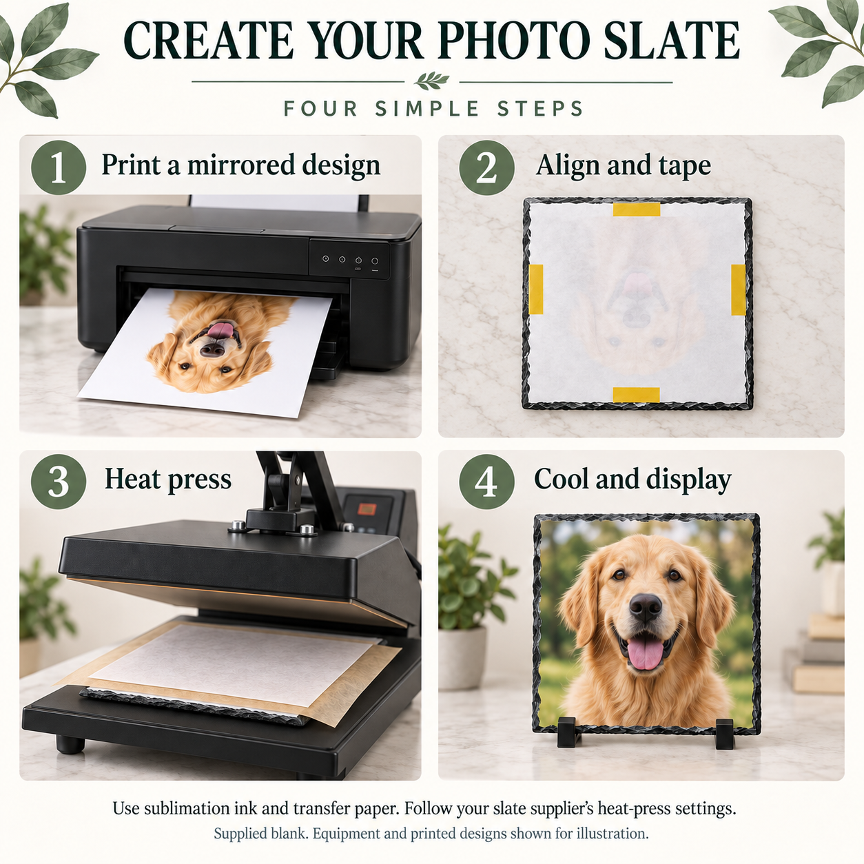 Blank Square Sublimation Photo Slate with Display Stands – 15 × 15 cm / 20 × 20 cm — photo 6