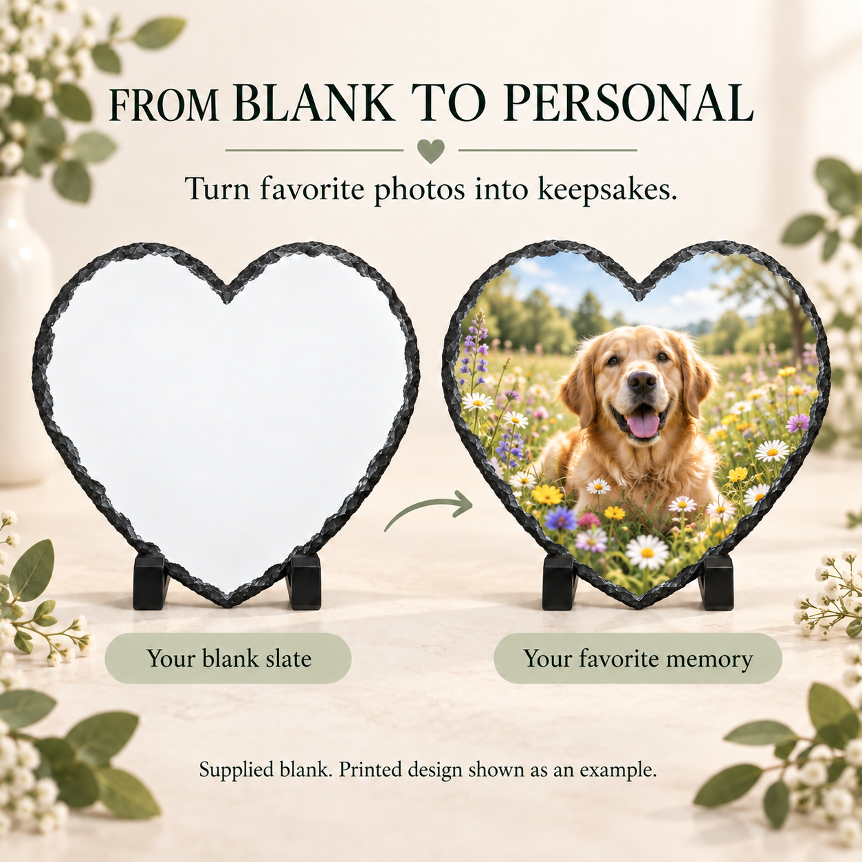 Blank Heart-Shaped Sublimation Photo Slate with Display Stands – 15 cm / 20 cm — photo 4