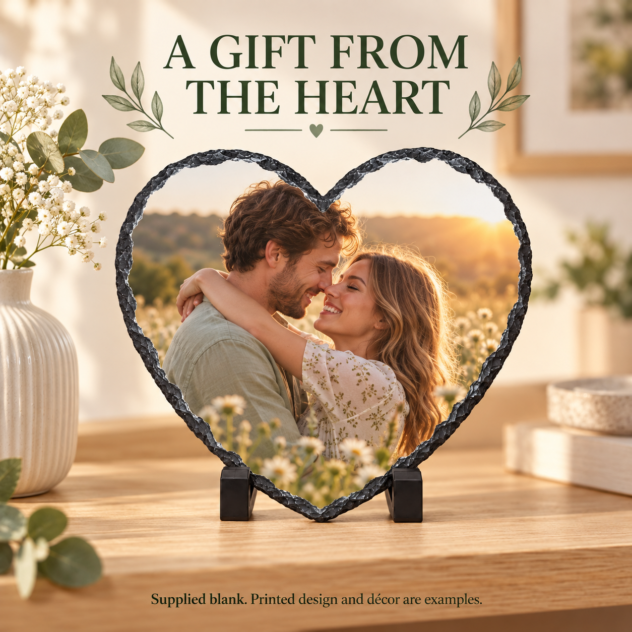 Blank Heart-Shaped Sublimation Photo Slate with Display Stands – 15 cm / 20 cm — photo 5