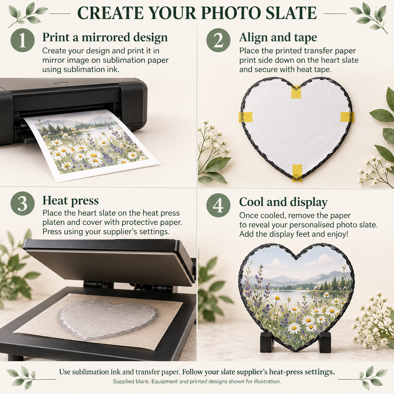 Blank Heart-Shaped Sublimation Photo Slate with Display Stands – 15 cm / 20 cm — photo 6