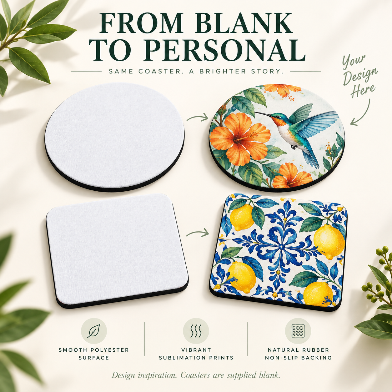 Blank Sublimation Neoprene Coasters – Round / Square, 10 cm (Approx. 4 in) — photo 4