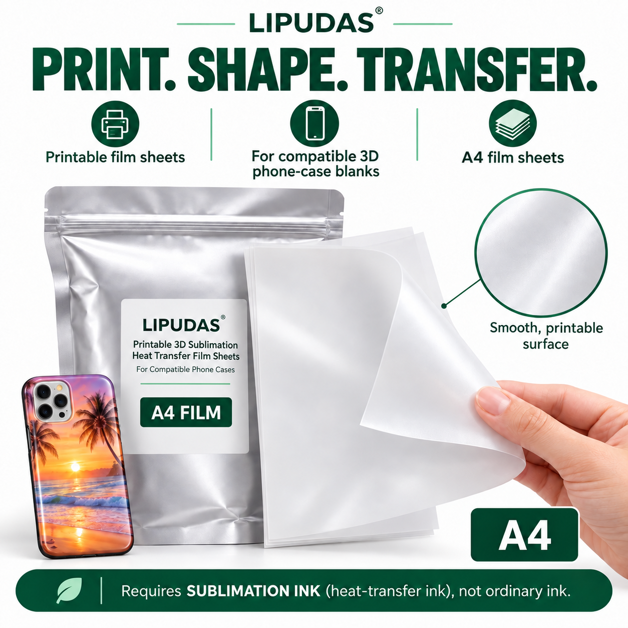 A4 Printable 3D Sublimation Transfer Film for Phone Cases — photo 4