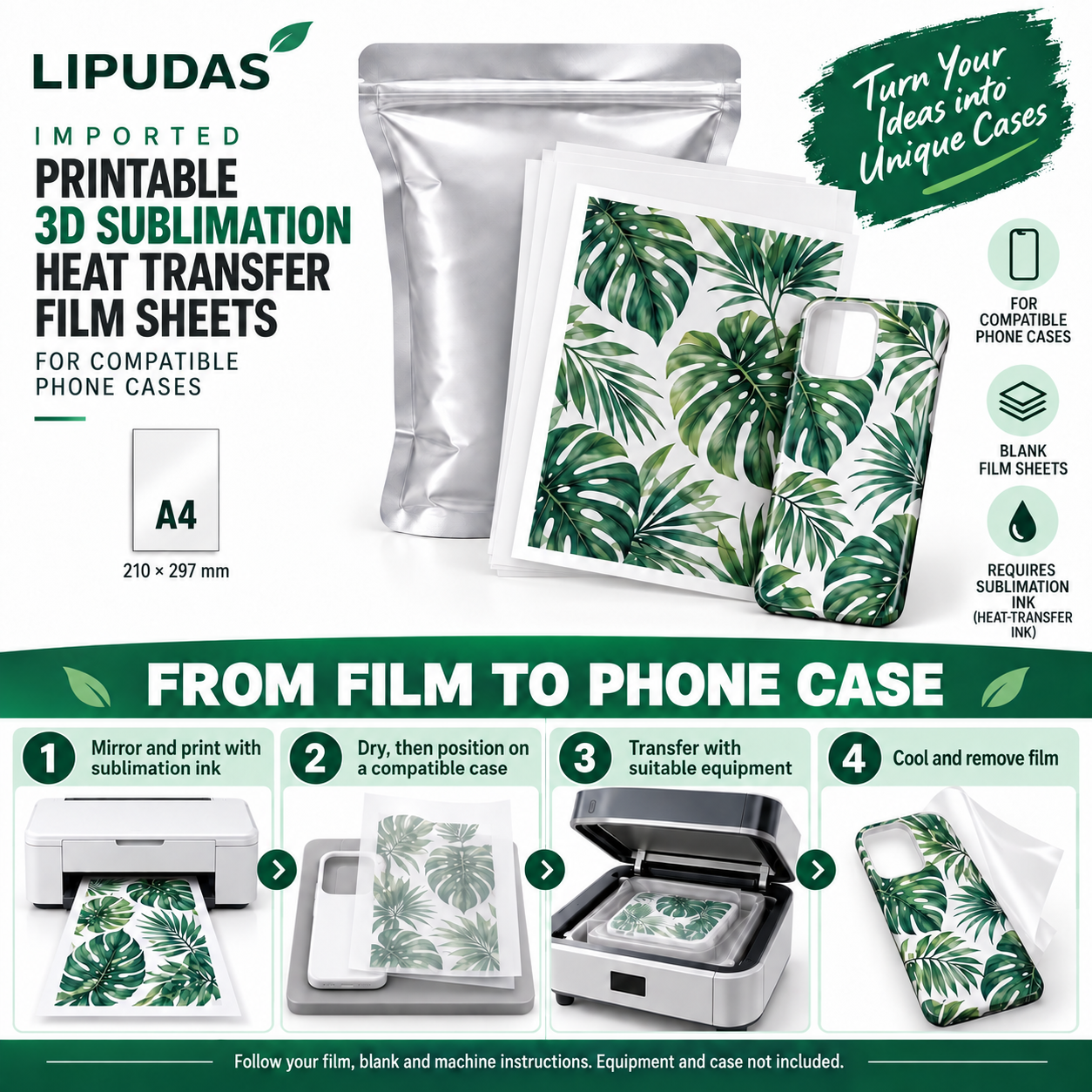 A4 Printable 3D Sublimation Transfer Film for Phone Cases — photo 5
